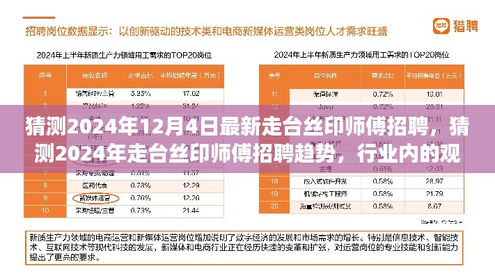 2024年走台丝印师傅招聘趋势展望，行业观点碰撞与个人见解