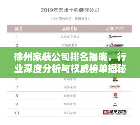徐州家装公司排名揭晓,行业深度分析与权威榜单揭秘